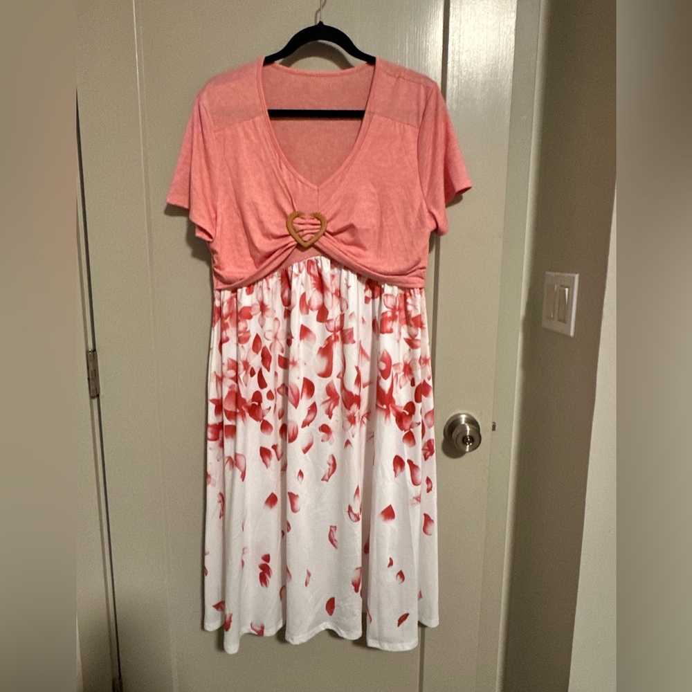 *Pink and White Dress with Heart Detail